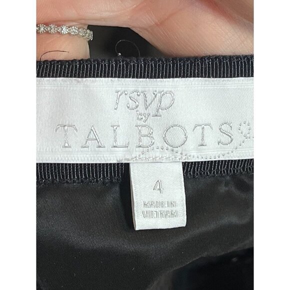 Talbots Chic Polka Dot Midi Skirt 4 Black Preppy Glitter Glam Cocktail Classic - Picture 2 of 9